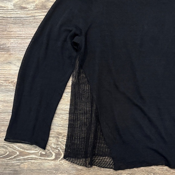 Eileen Fisher Black Hemp Blend Long Sleeve Sheer Sweater Women's Size Large - Picture 6 of 10